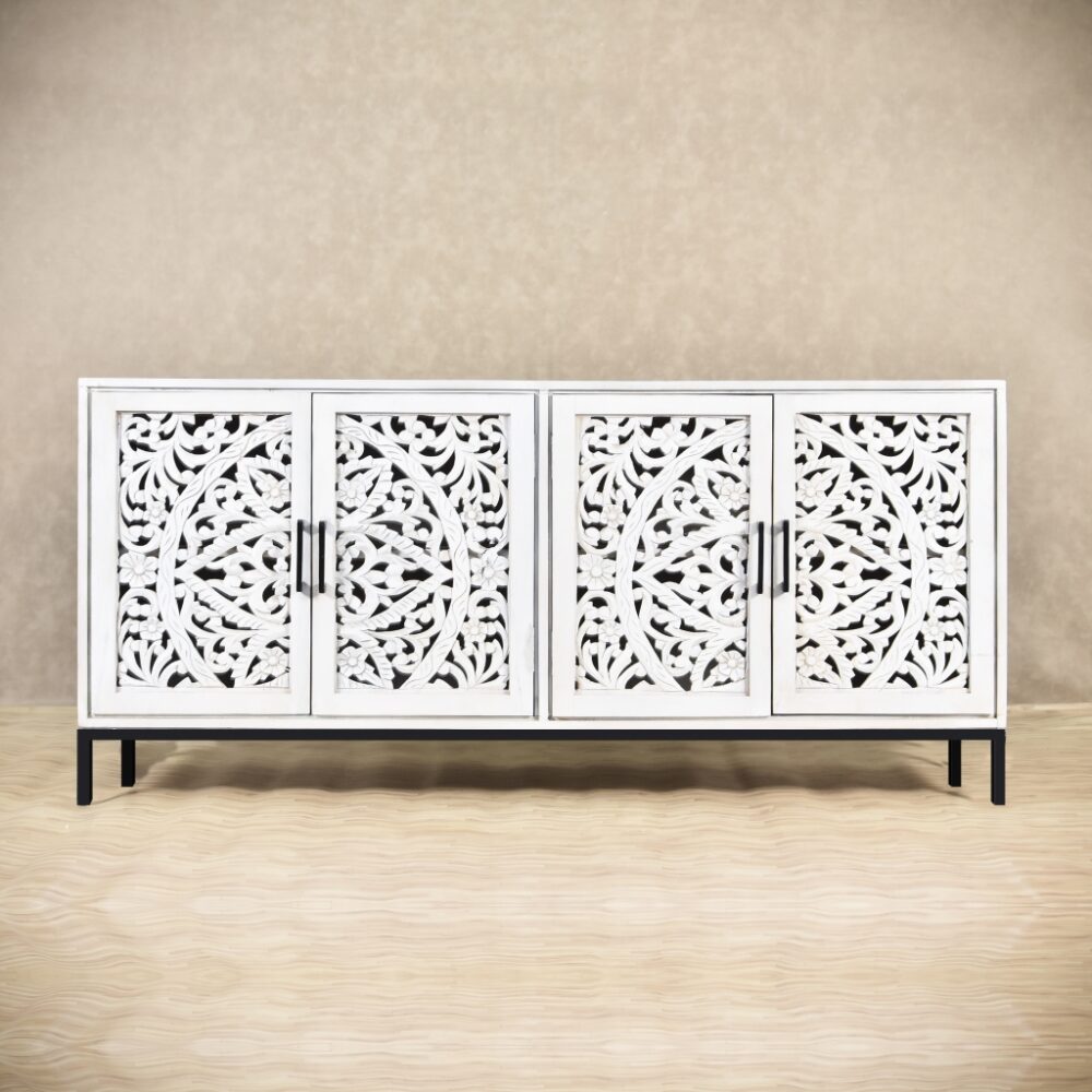 Four Carving Doors Solid Wood Living Room Cabinet